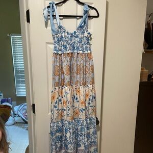 Amazon Blue and White Floral Maxi Dress